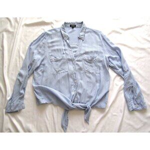 Women Jones New York Stripes Waist Button Viscose Long Sleeve Shirt Sz XL(WB248)